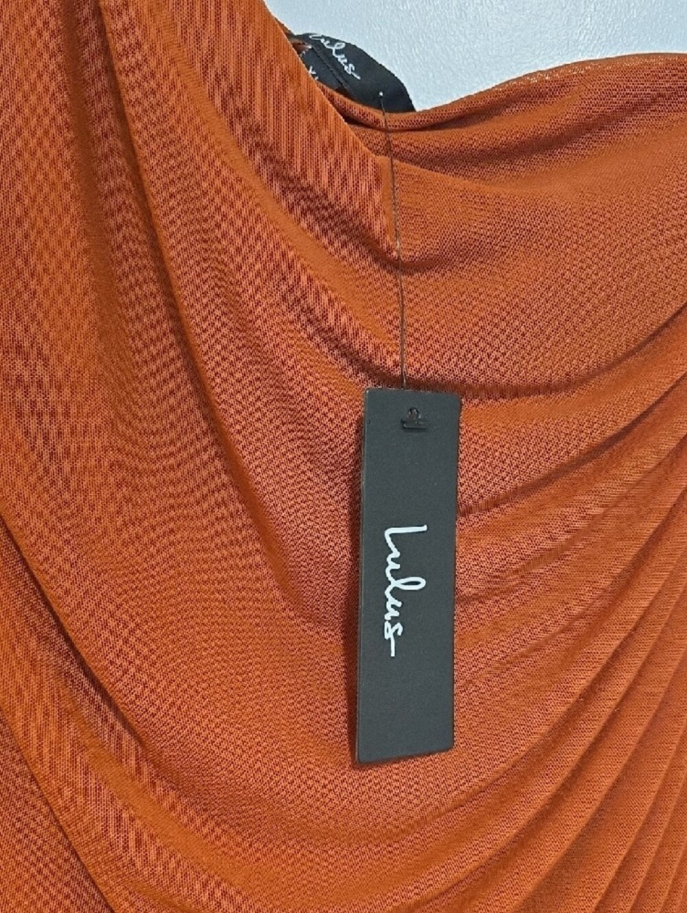 Lulu's Rust One-Shoulder Ruched Midi Dress - Picture 2 of 5